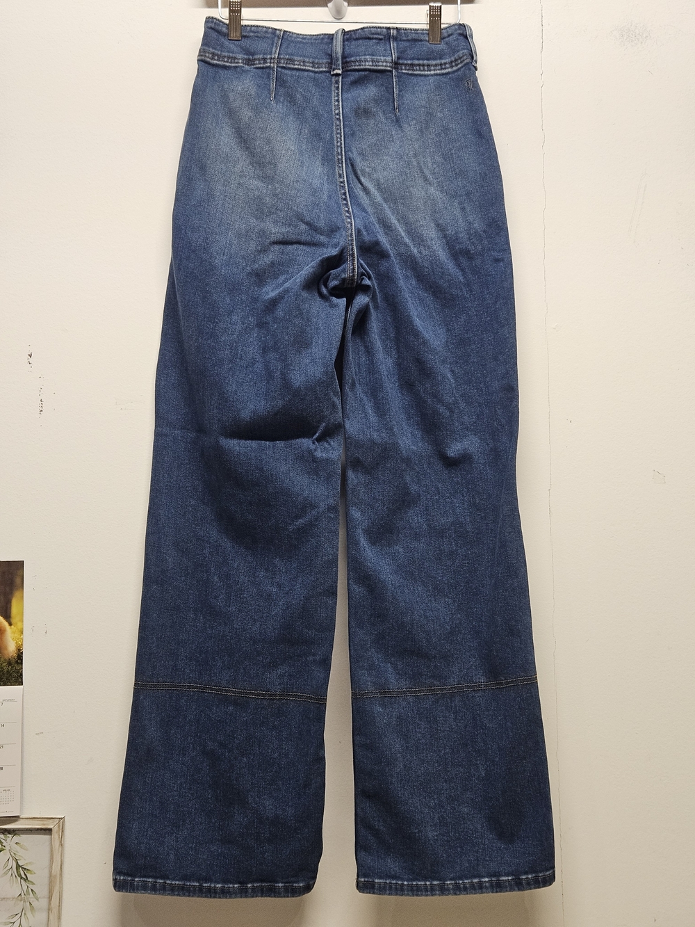 Pilcro Wide-Leg Flare Jeans in Medium Blue Denim - Picture 10 of 12